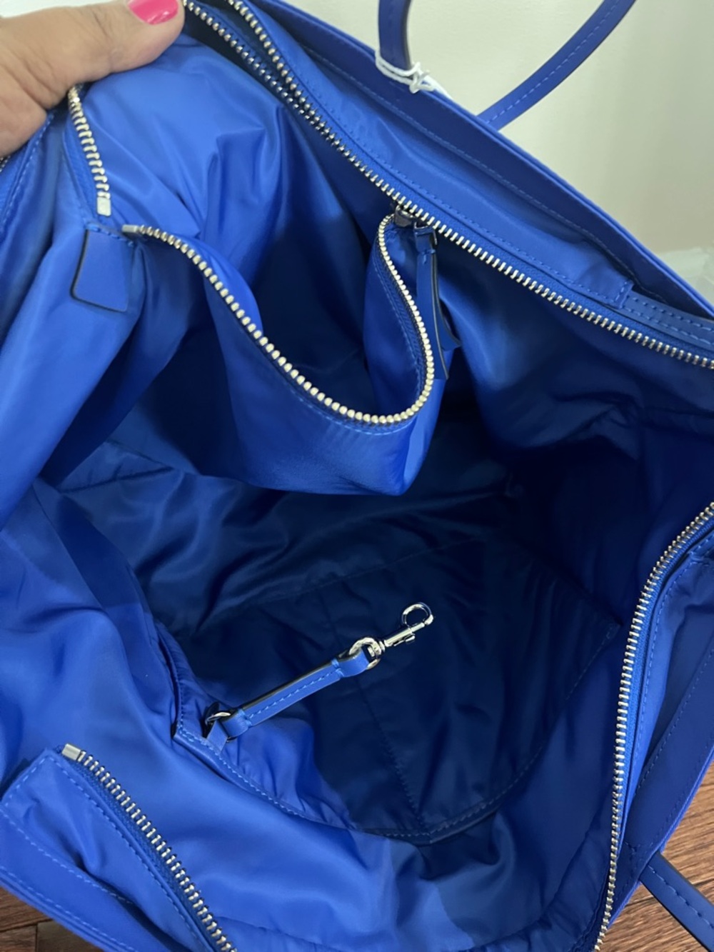TORY BURCH• Blue Nylon Tote Bag - Picture 5 of 12
